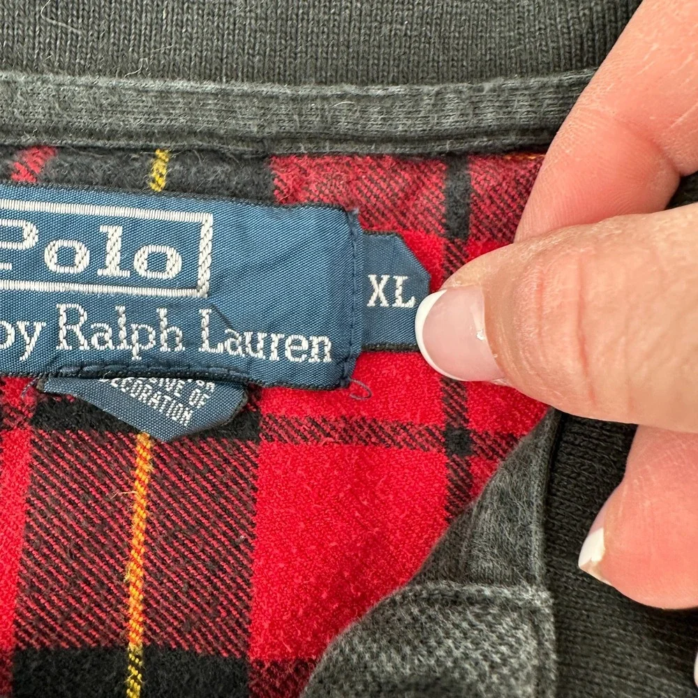 Polo Ralph Lauren Polo Shirt Mens XLarge Black Long Sleeve Pique Red Pony Cotton